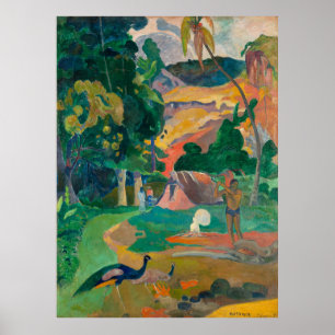 Paul Gauguin Matamoe Landscape med Peacocks Poster