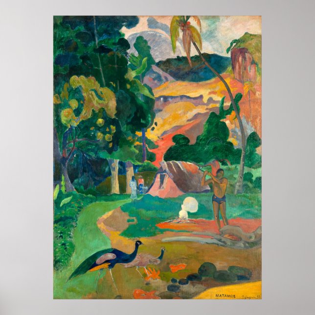 Paul Gauguin Matamoe, Landskap med Peacocks Poster (Framsidan)