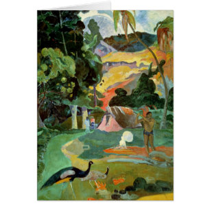 Paul Gauguin Matemoe eller, Liggande med Peacock Hälsningskort