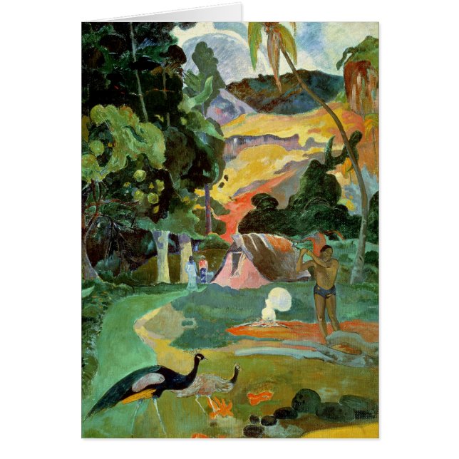 Paul Gauguin | Matemoe eller, Liggande med Peacock Hälsningskort (Framsidan)