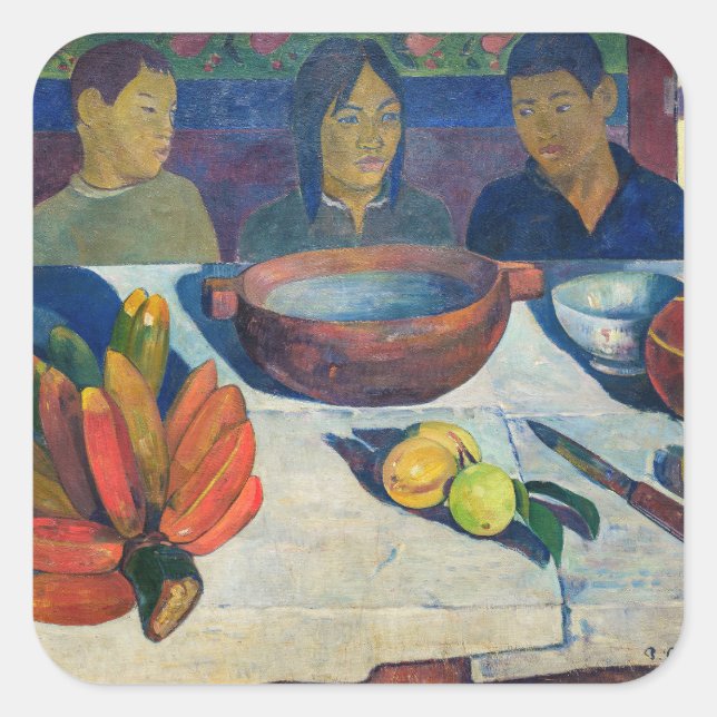 Paul Gauguin - Meal / Bananas Fyrkantigt Klistermärke (Framsida)