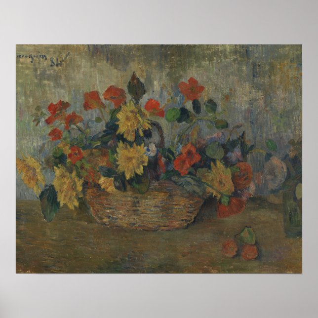 Paul Gauguin - Nasturtiums och Dahlias Poster (Framsidan)