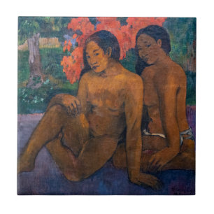 Paul Gauguin - och Guld i deras kroppar Kakelplatta