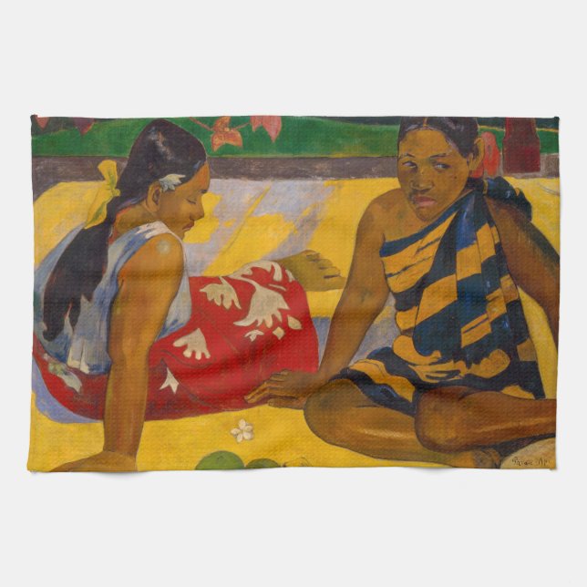 Paul Gauguin - Parau Api / Vad är nytt? Kökshandduk (Horisontell)