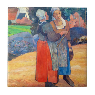 Paul Gauguin - Paysanes Bretons Kakelplatta