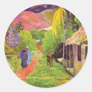 Paul Gauguin Road i Tahiti Vintage Fine Art Runt Klistermärke