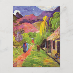 Paul Gauguin Road i Tahiti Vintage Fine Art Vykort