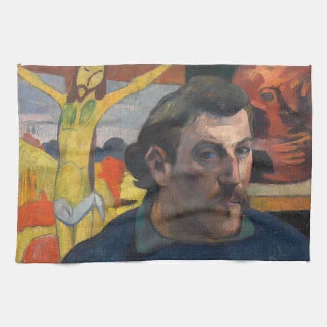 Paul Gauguin - Self-Porträtt med Gult Kristus Kökshandduk (Horisontell)