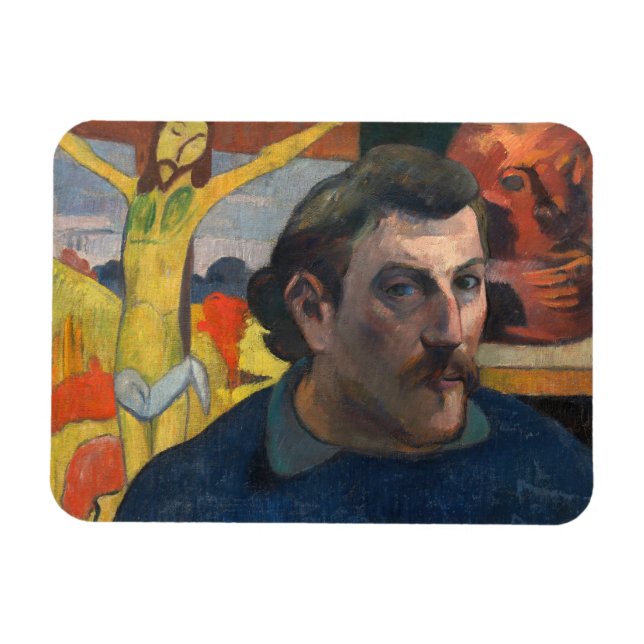 Paul Gauguin - Self-Porträtt med Gult Kristus Magnet (Horisontell)