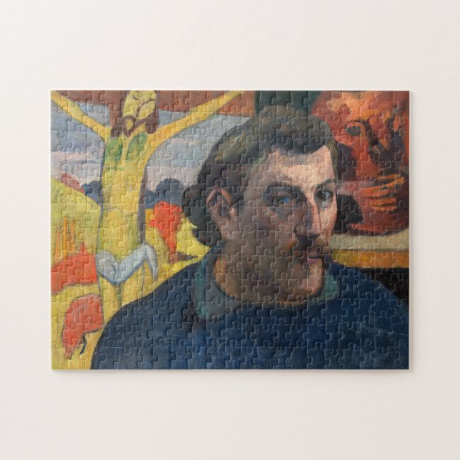 Paul Gauguin - Self-Porträtt med Gult Kristus Pussel (Horisontell)