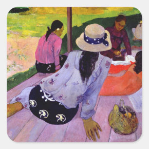 Paul Gauguin Siesta, 1891-2 (olja på arbetsyta) Fyrkantigt Klistermärke