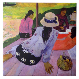Paul Gauguin siestaen, 1891-2 (olja på kanfas) Kakelplatta