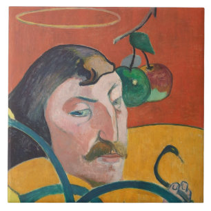Paul Gauguin självporträtt, 1889 (olja på tr Kakelplatta