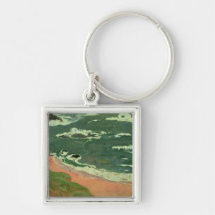 Paul Gauguin strand på Le Pouldu, 1889 Fyrkantig Silverfärgad Nyckelring