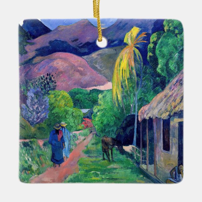 Paul Gauguin - Street in Tahiti Julgransprydnad Keramik (Framsida)