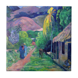 Paul Gauguin - Street in Tahiti Kakelplatta