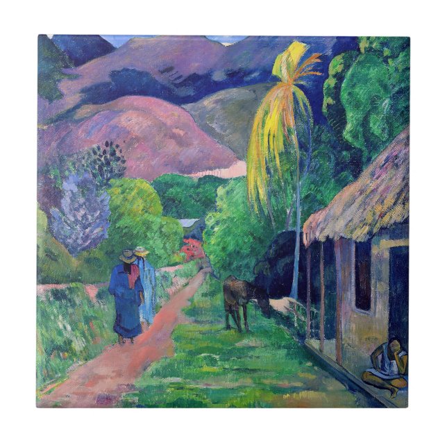 Paul Gauguin - Street in Tahiti Kakelplatta (Framsidan)