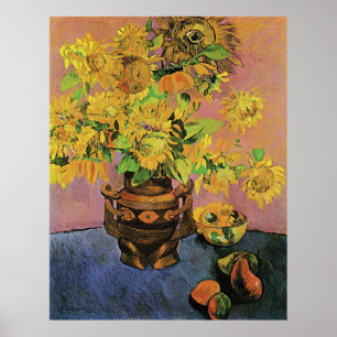 Paul Gauguin Sunblommor och Mango Poster