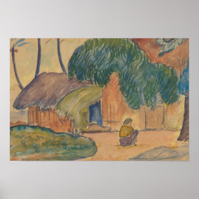Paul Gauguin - Tahitian Hut Poster (Framsidan)