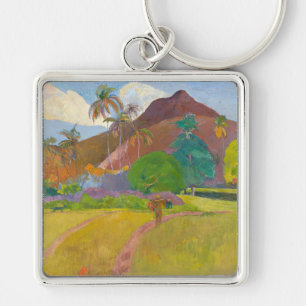 Paul Gauguin - Tahitian Landscape Fyrkantig Silverfärgad Nyckelring