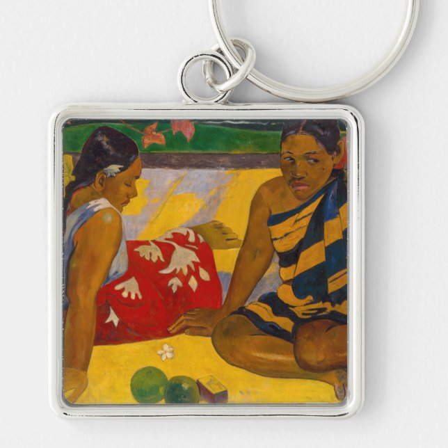 Paul Gauguin - Tahitian Women / Parau Api Fyrkantig Silverfärgad Nyckelring (Framsidan)