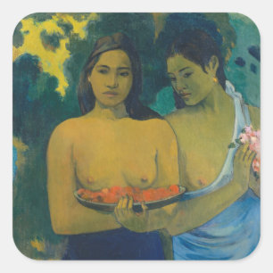 Paul Gauguin - Två Tahitian Women Fyrkantigt Klistermärke