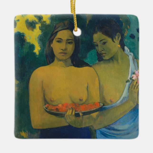 Paul Gauguin - Två Tahitian Women Julgransprydnad Keramik (Framsida)