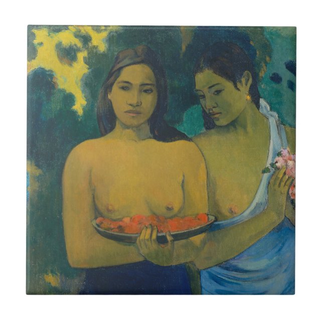 Paul Gauguin - Två Tahitian Women Kakelplatta (Framsidan)