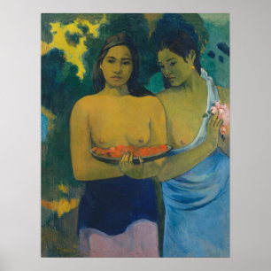 Paul Gauguin - Två Tahitian Women Poster