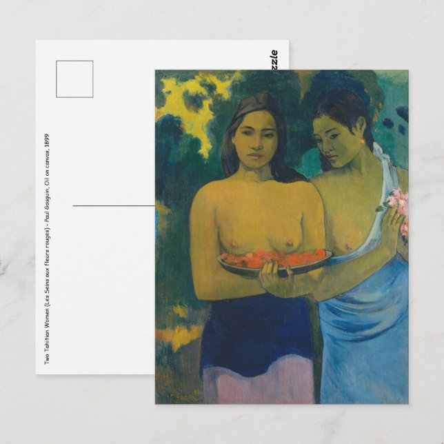 Paul Gauguin - Två Tahitian Women Vykort (Fram/baksida)
