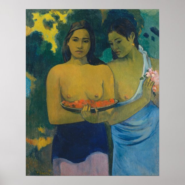 Paul Gauguin - Två tahitiska kvinnor Poster (Framsidan)