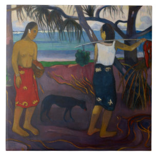Paul Gauguin - Under Pandanus Kakelplatta
