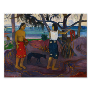 Paul Gauguin - under pandanusen Fototryck