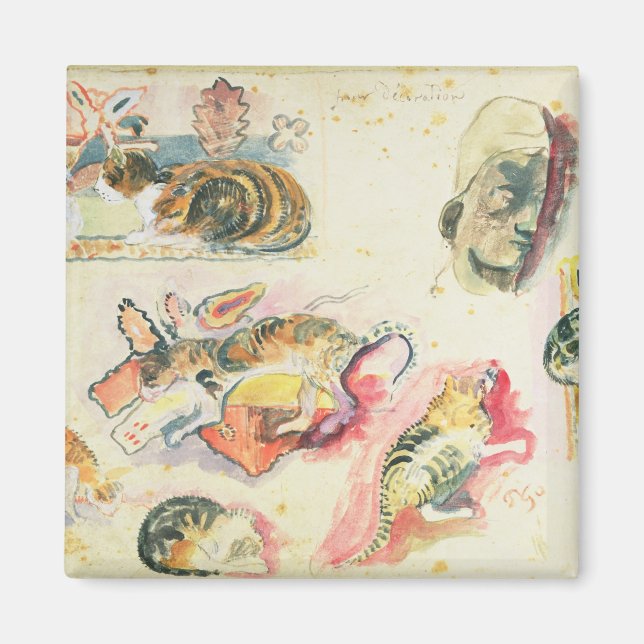 Paul Gauguin | Undersökning av katter och huvud (v Magnet (Framsidan)