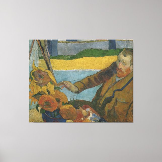 Paul Gauguin Vincent van Gogh målar solblommor Canvastryck (Framsida)