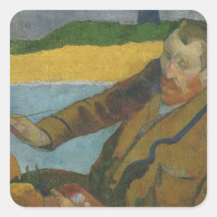 Paul Gauguin Vincent van Gogh målar solblommor Fyrkantigt Klistermärke