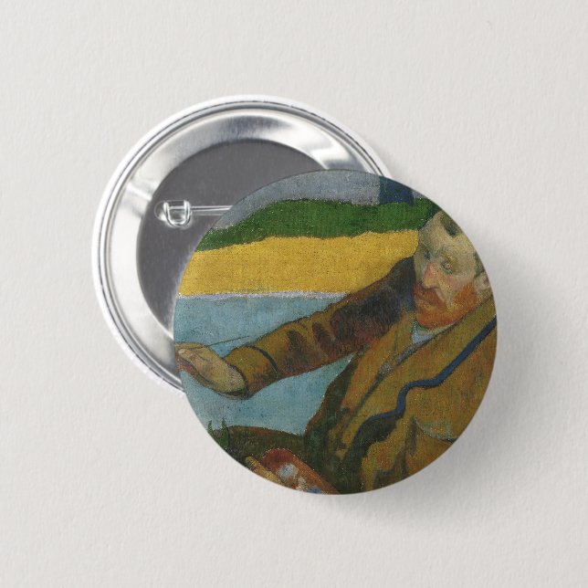Paul Gauguin Vincent van Gogh målar solblommor Knapp (Framsida & baksida)