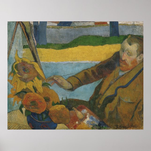 Paul Gauguin Vincent van Gogh målar solblommor Poster (Framsidan)