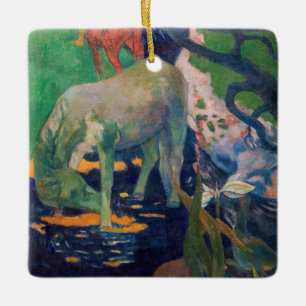 Paul Gauguin - Vita hästen Julgransprydnad Keramik