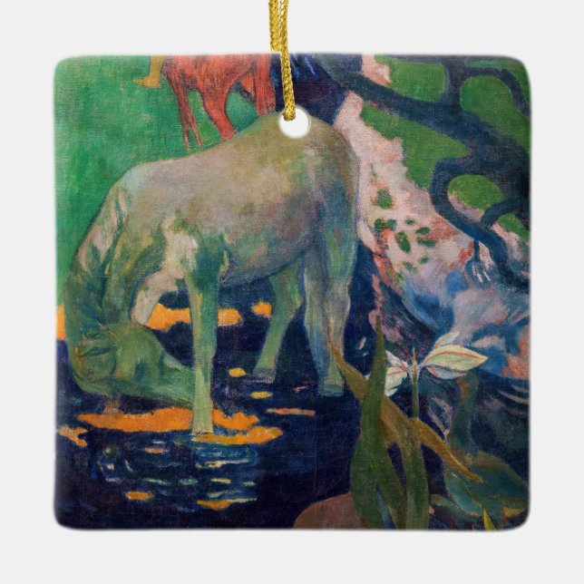 Paul Gauguin - Vita hästen Julgransprydnad Keramik (Framsida)
