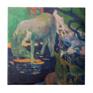 Paul Gauguin - Vita hästen Kakelplatta