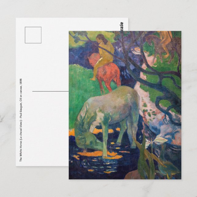 Paul Gauguin - Vita hästen Vykort (Fram/baksida)