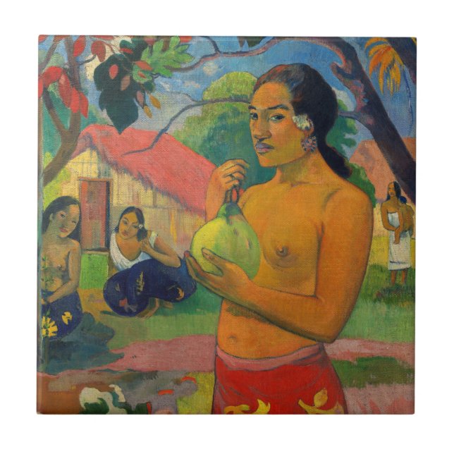 Paul Gauguin - Woman Holding a Fruit Kakelplatta (Framsidan)