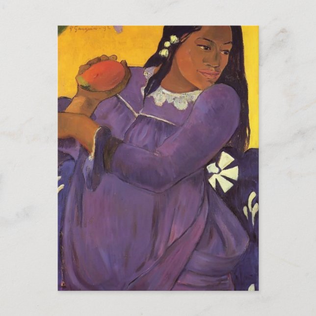 Paul Gauguin-Woman med en Mango Vykort (Framsida)