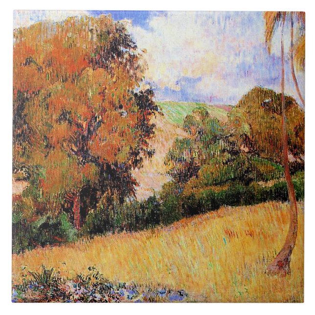 Paul Gauguin's painting, Meadow in Martinique, Kakelplatta (Framsidan)