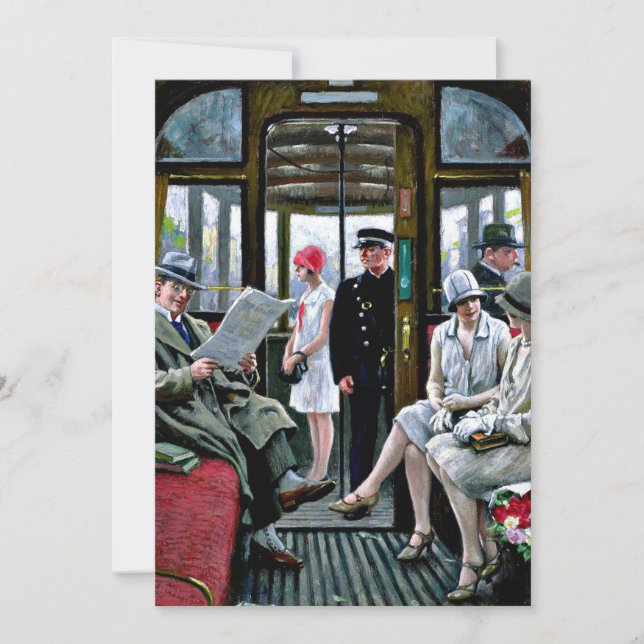 Paul-Gustave Fischer art - Copenhagen Tram, kort (Framsida)