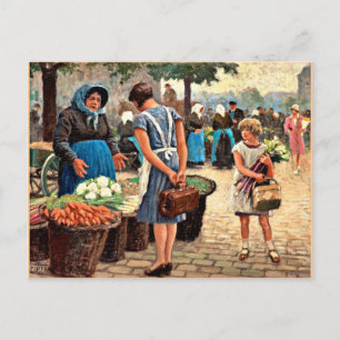 Paul-Gustave Fischer - På marknaden Vykort