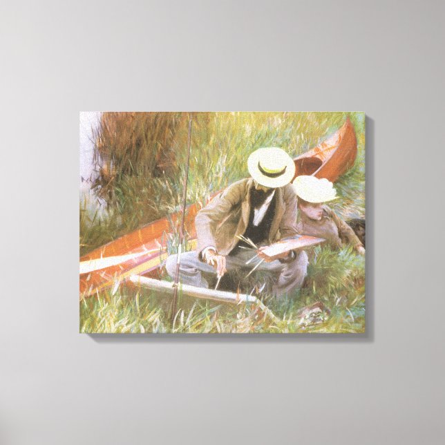 Paul Helleu Sketching med sin fru av JS Sargent Canvastryck (Framsida)