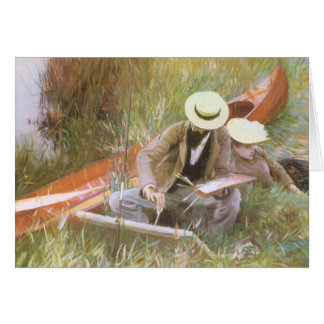 Paul Helleu Sketching med sin fru av JS Sargent Hälsningskort