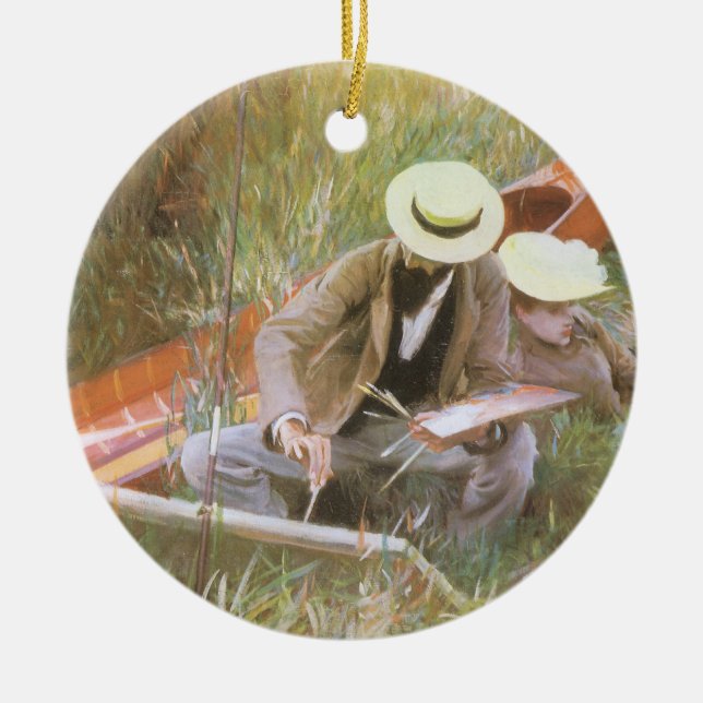 Paul Helleu Sketching med sin fru av JS Sargent Julgransprydnad Keramik (Framsidan)